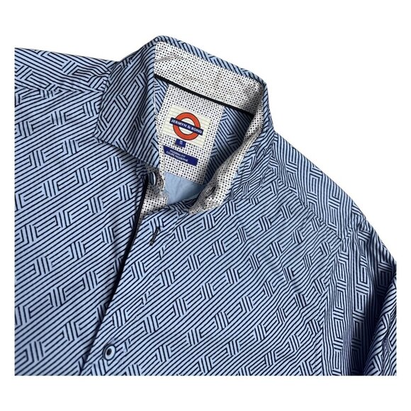 JERMYN & BOND Luxury Designer Blue Business Casual Dress Shirt Mens Medium - Picture 3 of 7